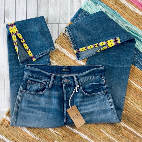 Polo by Ralph Lauren The Callen High Rise Slim Jean Beaded Split Hem - Picture 5 of 16